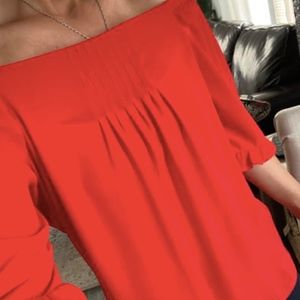 Off the shoulder red top